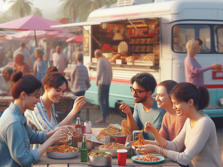 foto de gente comiendo en un food truck | Medievallink